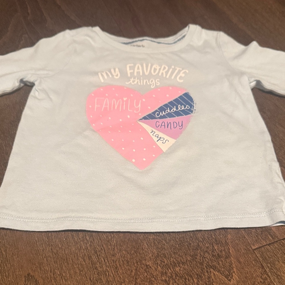 Carter's Light Blue Long Sleeve Shirt with Pink Heart